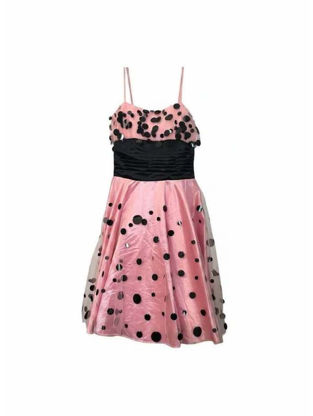 Pink and Black Polka Dot Sequin Party Dress